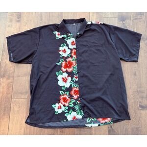 VHO Shirt Mens 6XL‎ Blue Red White Floral Hawaiian Hisbiscus Button Up